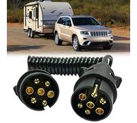 Yeeliv 1PC 7-Pin to 7Pin Coiled Extension Cable, 3M Wiring Connector 12V Plug Socket, Electric Trailers Trailer Plug Adapter 7 Pin for Trailer Boat Trailer Tractor Caravan
