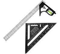 Yeeliv Carpenter Square 1 Set,Woodworking Set Square Tool, 12inch 45 90 Degrees Slide Ruler, Set Square Carpentry Triangle Ruler 7 inch,Engineer Carpentry Layout Measuring Tool for Measure Mark