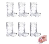 Yeeliv Mini Cute Cowboy Boot Shot Glasses, 6 Pcs Plastic Western Cowboy Mini Beer Mugs, 1 Oz Reusable Boot Cups for Cowboy Party Bachelorette Party Supplies Wedding Decor (Clear)
