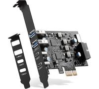 YEELIYA USB PCIe Card 6 Port (2 Type A, 2 USB C, Type E (A Key), 19Pin 3.0 Header) PCI Express Expansion Card 5Gbps for Windows XP/7/8/10