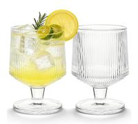 Yeelua 250ml Highball Glasses, 2pcs Ribbed Borosilicate Glass Drinking Glasses for Iced Coffee, Cocktails, Smoothies, Tea, Water, Gin, Juice