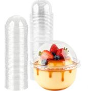 Yeelua 50pcs Reusable Plastic Dessert Cups, 8 oz Cheesecake Dessert Pots with Dome Lids, 250ml Clear Dessert Container for Cupcakes, Pudding, Yogurt Fruit, Mousse, and Ice Cream