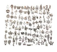 yeemeen 100PCS Mixed Antique Silver Charms Pendants Set DIY Handmade Accessories Mixed Silver Plated Charms Jewellery Making Kits for Jewelry Finding Making Accessory