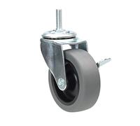 YEEMIGO 3 Inch Swivel Stem Casters with Safety Dual Locking, M8-1.25×1″ Threaded Stem Mount Industrial Caster Wheels, Heavy Duty PVC Castors Set of 4, Replacement for Furniture Workbench and Trolley.