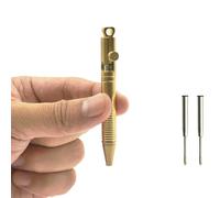 YEEMO Mini Brass Bolt Action Pen with Quick-Release Keychain, Handmade EDC Pocket Pen, 76 mm with 2 Replacement Refills & Gift Box (QR Brass)