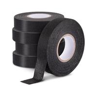 YEENAIV 5 Rolls Adhesive Fabric Cloth Tape, Wiring Harness Cloth Tape Electrical Tapes Insulation Tapes, Reduce Noise Heat Resistant Insulation Black 19MM X 15M