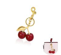 Yeenano Cherry Keychain for Women,Cherry Bag Pendan Bag Accessories Cute Resin Cherry Bags Charm with Gold Accents,Handbag Purse Accessories,Car Keyring,Phone Charm,Gift for Her