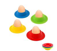 Yeenano Egg Cups Set,4 PCS Eggs Egg Holder Egg Cups Rubber Egg Silicone Egg Cup Kids Double Egg Cup Egg Cups Egg Cups for Hard Soft Boiled Egg Spoon Breakfast Brunch Kitchen Restaurant Display