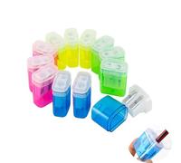 Yeenano Pencil Sharpener with Container,12 PCS Sharpener with Tin,Small Sharpeners Container,Children's Sharpeners,Double Hole Pencil and Manual Pencils SchoolOffice Supplies (Multicolour)
