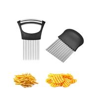 Yeenano Potato Cutter,2 Pcs Potato Chipper Chip Cutter,Potatos Crinkle Onion Slicer Cutters Stainless Steel Onion Holder French Fry Dicer for Cutting Potatoes,Onions,Vegetables