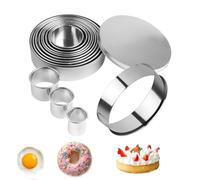 Yeenano Round Biscuit Cutters,Cookie Cutter Set,11 Pcs Mini Pastry Cutters Shapes Set Circle Biscuit Cutters Stainless Steel Ring Scone Cutter for Pastry Donut Fondant Baking DIY Cake