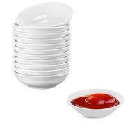 Yeenano Round Soy Sauce Dish,12 pcs 7.2 x 2 Cm Spice Bowls,Dipping Sauce Dishes Dip Bowls for Sushi,Small Bowls for Dips,Reusable Mini Bowls Soy Sauce Dish for Snacks,Condiments,Side Dishes (White)