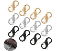 Yeenano S Small Carabiner Clips,12 PCS Mini Carabiner Clips,Double Sided Spring S-Hook,S Clips for Camping,Small Anti Theft Zipper Lock Clipss for Backpacks Camping Hiking Keys and Outdoor Activities