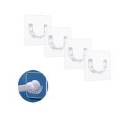 Yeenano Shower Rod Holder,Self Adhesive Shower Curtain Rail Holder,4 Pcs No Drilling Wall Mount for Shower Pole,Curtain Rod Bathroom Accessories,Transparent Brackets Fit Living Room,Wardrobe Office