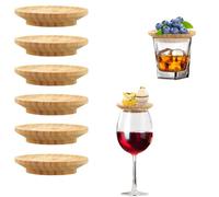 Yeenano Wine Glass Charcuterie Topper,6 Pcs Wine Glass Charcuterie Topper,Bamboo Wines Glasss Board Coasters,Reusable Leak-Proof Lid Appetizer Plates Desserts,for Family Gatherings,Restaurants,Bars
