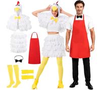 Yeenuo 6PCS Chicken Couples Halloween Costumes Funny Apron Set for Adults, Multicolor, Small