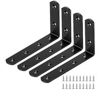Yeepeo Shelf Brackets, L Shape Wall Brackets Carbon Steel Support Heavy Duty Right Angle Bracket with 24 Screws for Support, Stainless Steel, 4pcs 125×75×20mm