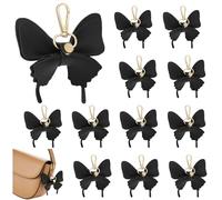 yeeplant 12 Pcs Butterfly Bag Charms, Decorative PU Leather Bow Keychains with Swivel Clips, Backpack Keyring Accessories for Handbags, Party Favor Presents