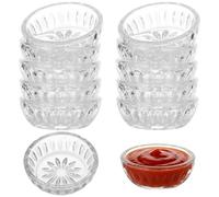 yeeplant 12 Pcs Mini Dip Bowls, Embossed Glass Bowls for Sauce Spices Condiments, Round Pinch Prep Bowls, Stackable