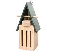 yeeplant 12 X 9 X 28 Cm / 4.7 X 3.5 X 11 in, Wooden Green & Wood Butterfly House with Feeder Tray and Metal Ring, Garden Insect Habitat