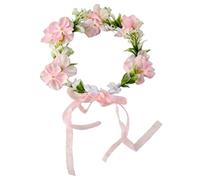 yeeplant 18.1 in Pet Flower Collar, Adjustable Floral Wreath for Pets, Photo Props, Soft Fabric Garland