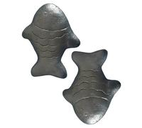 yeeplant 2 Pcs Cast Iron Fish Decor, 3 X 2.4 In / 7.7 X 6 Cm, Rustic Finish Animal Figurine, Solid, Long-Lasting, Lucky Craft