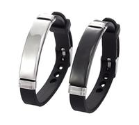 yeeplant 2 Pcs Queen King Crown Couple Bracelets, Matching Silicone Bangle Set For Him And Her, Adjustable Length 8.7 In / 22.2 Cm, Metal Panel Fashion Jewelry