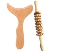 yeeplant 2 Pcs Wooden Body Care Tools, 15 In Relaxation Stick & 12 In Scraper, Complete Wellness Solution