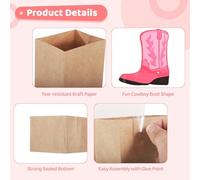 yeeplant 24 Pack Cowboy Boot-Themed Paper Bags, Western Style Cowgirl Party Supplies, With Flame Illustrations, Wild West Decorations, Includes Adhesive Dots