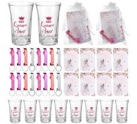 yeeplant 25 Piece Favor Kit, Clear Acrylic Shot Glasses, Thank You Cards, Bottle Opener Keychains & Organza Bags For Guests