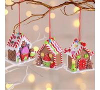 yeeplant 3 Gingerbread House Ornaments, Clay Hanging Decor