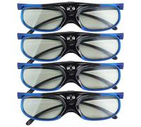 yeeplant 3D Glasses, 4-Pair Active Shutter, Rechargeable with 144Hz Refresh Rate, Compatible with Dlp-Link Projectors, Blue Frames