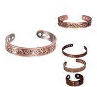 yeeplant 4 Pcs Copper Bracelets Set, Adjustable Cuff Bracelets with Plum Blossom, Double Circle, Three Trees, and Swirl Designs, Vintage Style for Women and Men, Strong Attachment Force