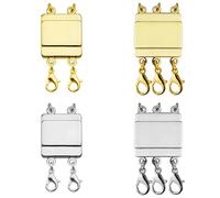 yeeplant 4 Pcs Necklace Spacer Clasp, Self-Aligning Charm Multilayer Clasp for Layered Bracelets and Necklaces, Prevents Tangling, Golden and Silver, 2-Row and 3-Row Options