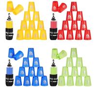 yeeplant 48 Pcs Horse Pattern Sport Stacking Cups, Speed Training Competitive Game, Robust Plastic Cups, Classic Family Game For All Ages, Red, Blue, Green, Yellow