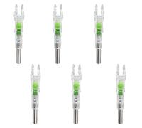 yeeplant 6 Pcs Green LED Lighted Arrowhead Nocks, Automatic Archery Tails, 0.24 in / 6.2 mm, PC Material for Carbon and Compound Arrowheads, Instant Illumination