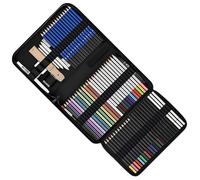 yeeplant 76-Pc Art Kit: Sketching & Drawing Pencils (Graphite, Charcoal, Water-Soluble & Metallic) + Sketchbook for Beginners & Pros