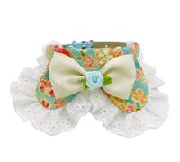 yeeplant Adjustable Pet Bib with Plaid Bowknot Lace - Floral Pastoral Style Triangle Neckwear for Cats and Puppies