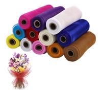 yeeplant Assorted Color 10.2 in X 29.5 Ft Deco Mesh Ribbon, 12 Rolls Metallic Foil Poly Mesh, for Wreath Making, Gift Wrapping Crafts, & Party Decorations