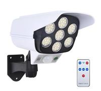 yeeplant Bionic Floodlight, Fake Surveillance Camera, Solar-Powered LED Wall Lamp, 77 LEDs, Remote-Controlled, Waterproof Outdoor Security Light, Adjustable Angle, 8-10 Hrs Illumination