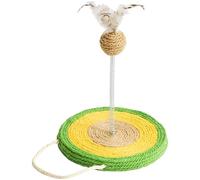 yeeplant Cat Toy, Upgraded Avocado Feather Design, Weighted Base for Stability, Sisal Interactive Scratching Pad, Spring Teaser Wand, Encourages Play, Helps Reduce Boredom, 7.1 x 7.9 in