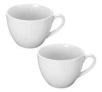 yeeplant Ceramic Coffee Mugs Set, 2 Pcs Large 16.9 Oz / 500 Ml White Latte Cups, Thin Rim, European Style, Safe, Durable, Food-Safe Materials