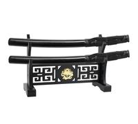 yeeplant Classic Wooden Sword Holder, Chinese Five-Clawed Dragon Design, Dual-Layer Katana Rack for Display and Storage