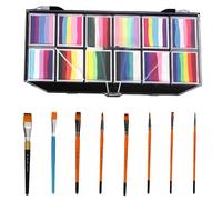 yeeplant Face Paint Palette With 12 Colors, 6 Brushes, Rainbow Shades, Water Based For Young Artists, For Halloween, Parties & Cosplay