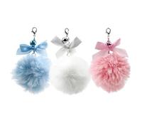 yeeplant Fluffy Bell Pompom 3PCS Interactive Cat Ball Toy for Chasing and Exercising - Small, Reusable Refill for Cat Wand Toy