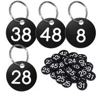 yeeplant Key Tags Numbered 100 Pcs, Round Plastic Black Key Identifiers, Numbers White, Key Labels with Ring for Sorting, Organization, and Classification, Storage