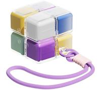 yeeplant Magic Cube Capsule Organizer Keychain, Portable Medicine Box with 8 Compartments, Pc Material, Moisture-Proof Sealed, Rainbow Medicine Organizer with Lanyard for Travel