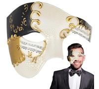 yeeplant Masquerade Half-Face Accessory with Ribbons, Phantom of The Opera Style, Lightweight Venetian Look for Halloween Costume Party
