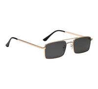 yeeplant Men's Rectangle Sunglasses, Lightweight PC Lens Sun Blocking Sunglasses, Double Beam 90s Retro Gold Frame for Men