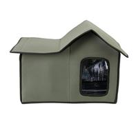 yeeplant Outdoor House For Stray Cats, 1 Pc Foldable Portable Pet House With Wide Space, Weatherproof Feral Cat Shelter, Aluminum Film Top, All Seasons, Grass Green